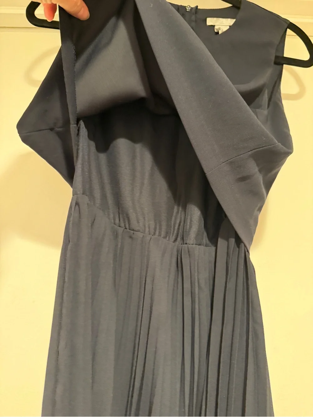 H&M Navy Blue Pleated Cape Top Dress